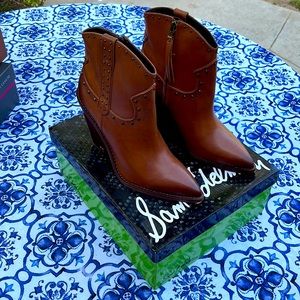 Sam Edelman brown cowboy boots.